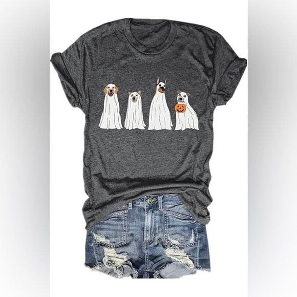 Gildan Tops - Gildan Charcoal Dog Ghost Graphic Tee